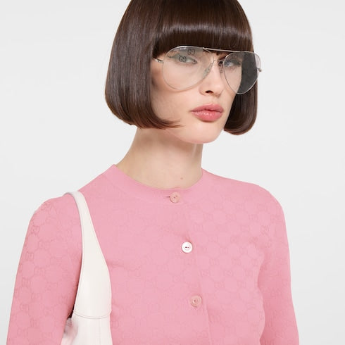 GG fine fabric jacquard cardigan - light pink