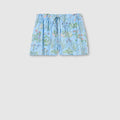 Printed silk twill shorts - blue