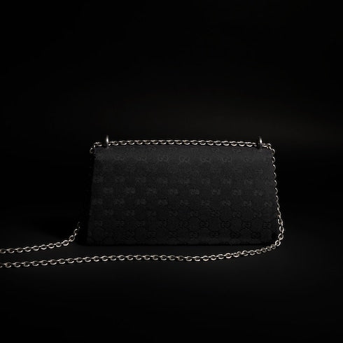 Dionysus medium shoulder bag - black GG canvas