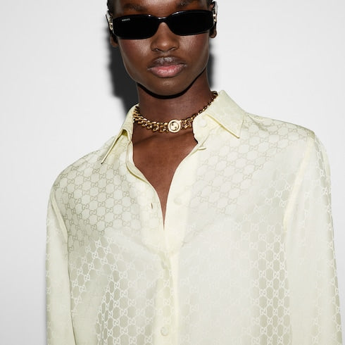 GG crêpe silk shirt - ivory