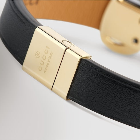Leather bracelet with Horsebit - black leather
