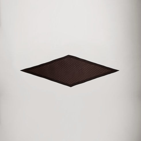Printed silk twill diamond scarf - beige and dark brown