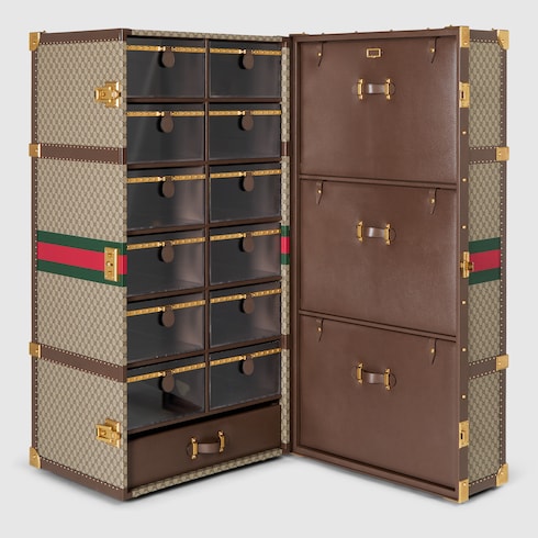 Gucci Savoy maxi rigid shoe trunk - beige and ebony GG Supreme