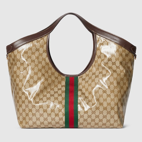 Gucci Giglio large tote bag - sand and brown GG fabric