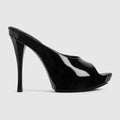 Women's stiletto platform slide - black patent leather