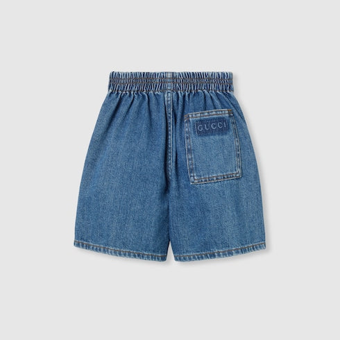 Children's lasered denim shorts - blue