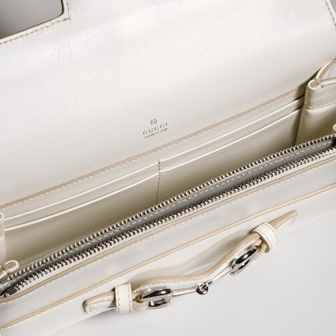 Wallet on chain with Horsebit - white leather
