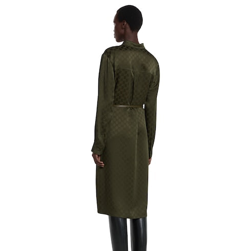 GG satin shirt dress - forest green