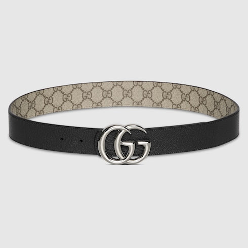Reversible GG Marmont belt - black leather