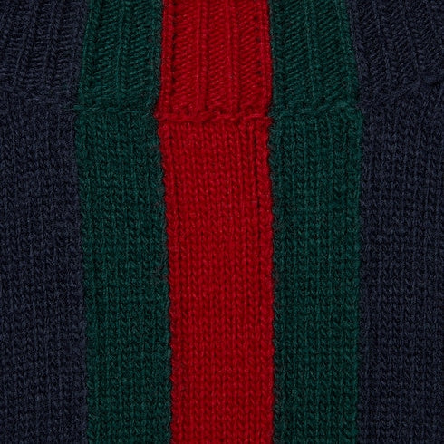 Fine knit wool sweater with Web - blue