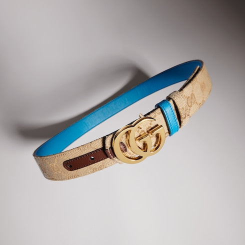 Reversible GG Marmont belt - sand GG canvas