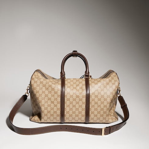 Gucci Essence Classic medium duffle bag - sand and brown GG canvas