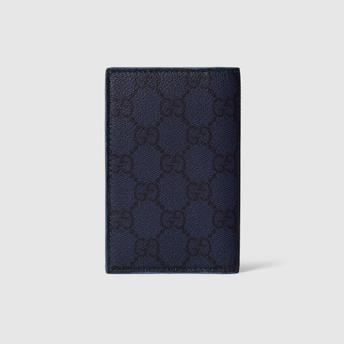 Dusty blue interior GG long card case - dark blue GG Supreme