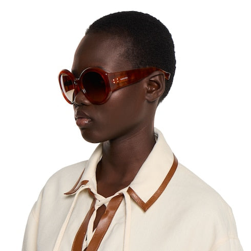 Round frame sunglasses - light brown tortoiseshell