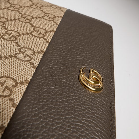 Bi-color GG Marmont wallet on chain - taupe leather and Supreme