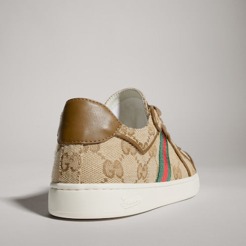 Children's Stretch low-top sneaker - sand and brown GG canvas
