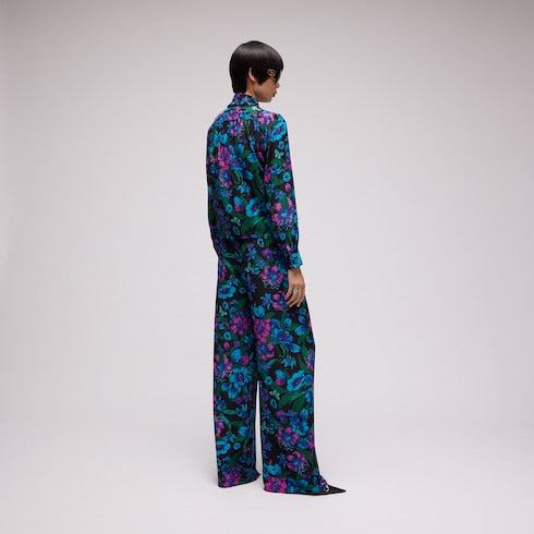 Printed silk leisure pants - multicolor