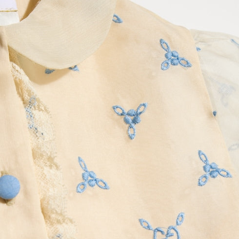 Baby embroidered silk dress - off white
