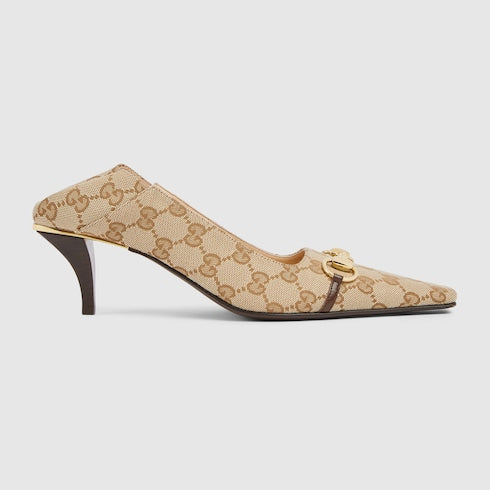 Women's Vittoria pump - sand and brown GG canvas