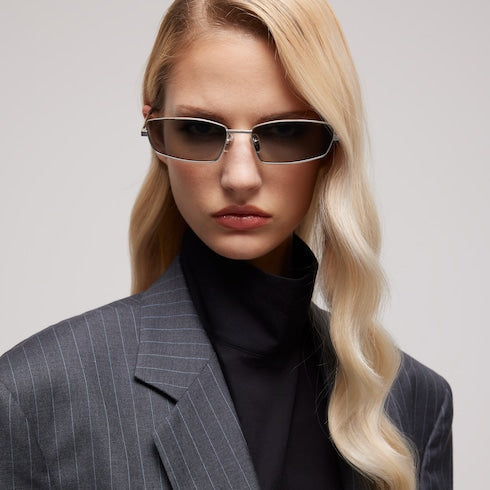 Rectangular optical frame - silver-toned