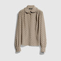 Printed silk crêpe de chine shirt - beige and dark brown