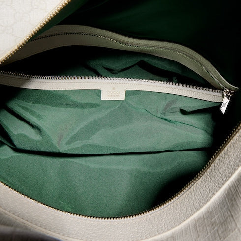 Medium duffle bag with Web - white GG Supreme
