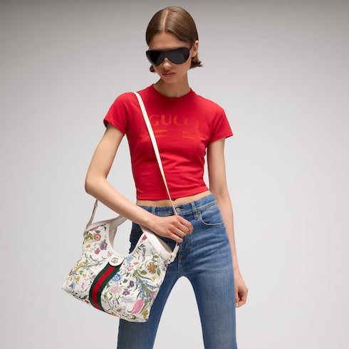 Gucci Giglio small tote bag - white and multicolor net