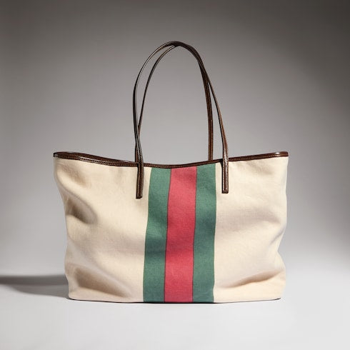 Gucci Tribeca large tote bag with charm - natural canvas