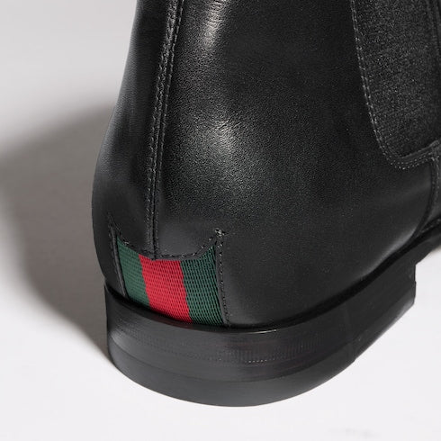 Men's ankle boot - black shiny leather