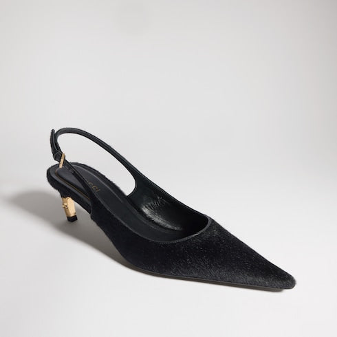 Women's Castello slingback - black calf hair