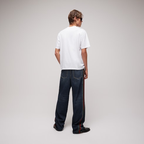Cotton jersey T-shirt with print - white