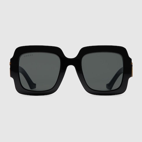 Square-frame Double G sunglasses - black acetate