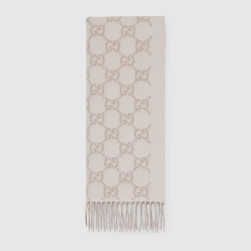 GG cashmere scarf - white and brown