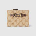 Small wallet with Horsebit - sand and brown GG canvas