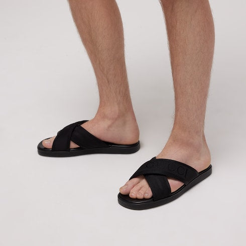 Men's slide sandal - black fabric