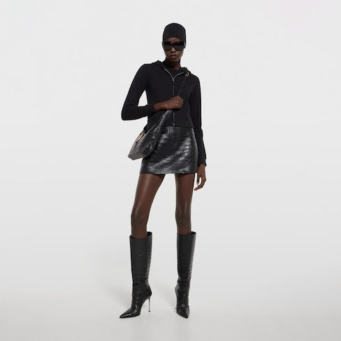 Cotton jersey and cashmere zip jacket - black