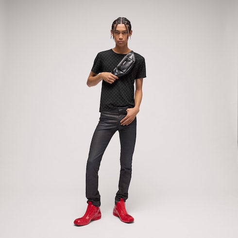 Printed cotton jersey T-shirt - black