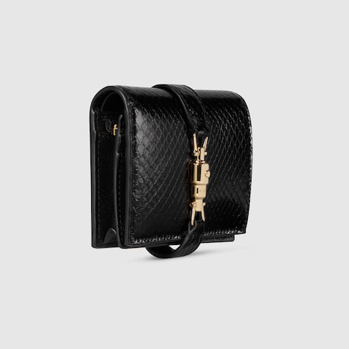 Gucci Jackie anaconda medium wallet - black