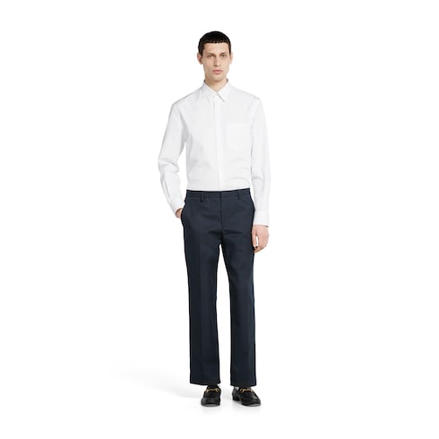 Cotton twill pant with Web detail - dark blue