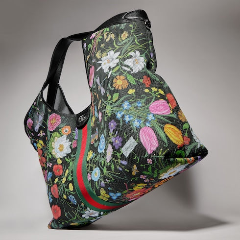 Gucci Giglio Flora large tote bag - black and multicolor Flora net