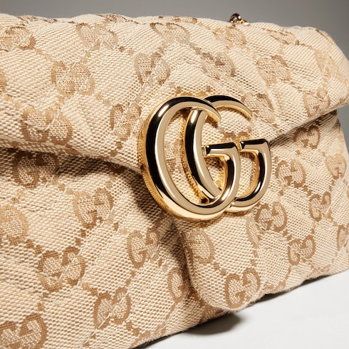 GG Marmont mini shoulder bag - sand and brown GG canvas