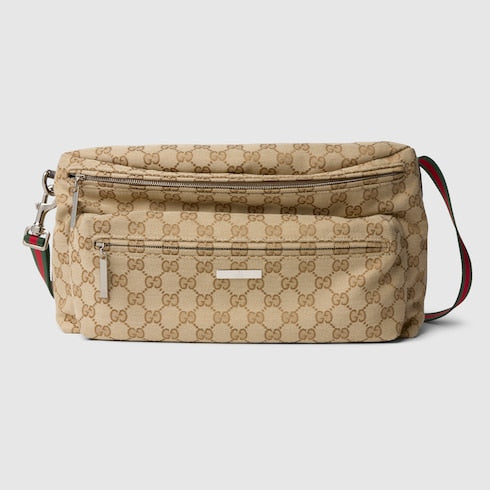 Gucci Tag medium crossbody bag - sand and brown GG canvas