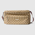Gucci Tag medium crossbody bag - sand and brown GG canvas