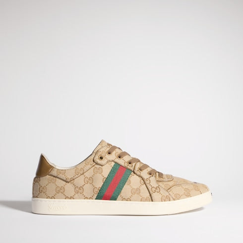 Men's Stretch low-top sneaker - sand and brown GG canvas