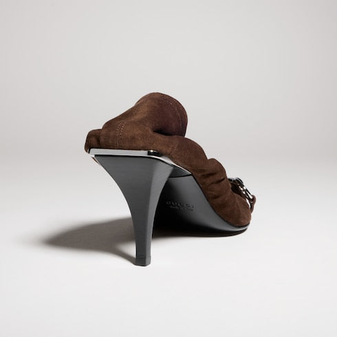 Women's Vittoria pump with elastic - dark brown suede