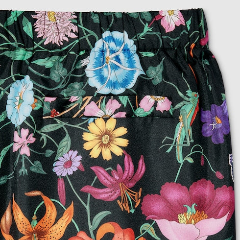 Printed silk twill pants - multicolor