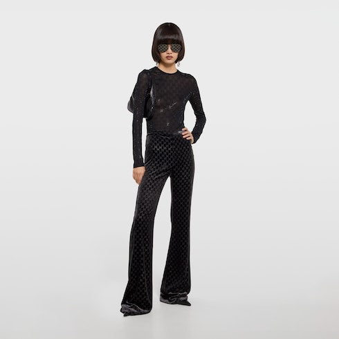 GG crystal embroidered top - black