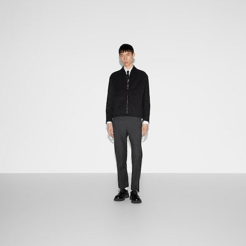 Reversible nylon and GG canvas jacket - black, beige and ebony