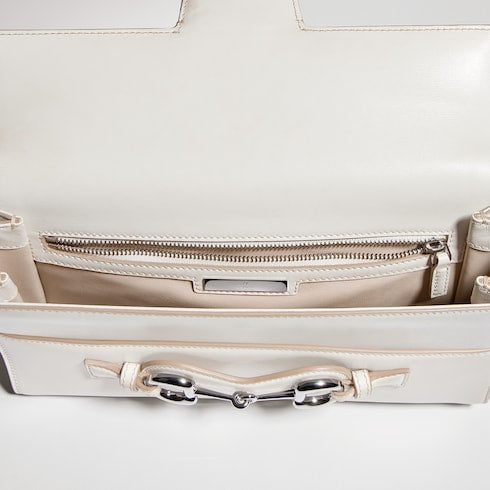 Horsebit Ristretto medium shoulder bag - white leather