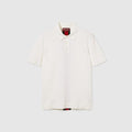 Knit wool polo shirt with Web - ivory